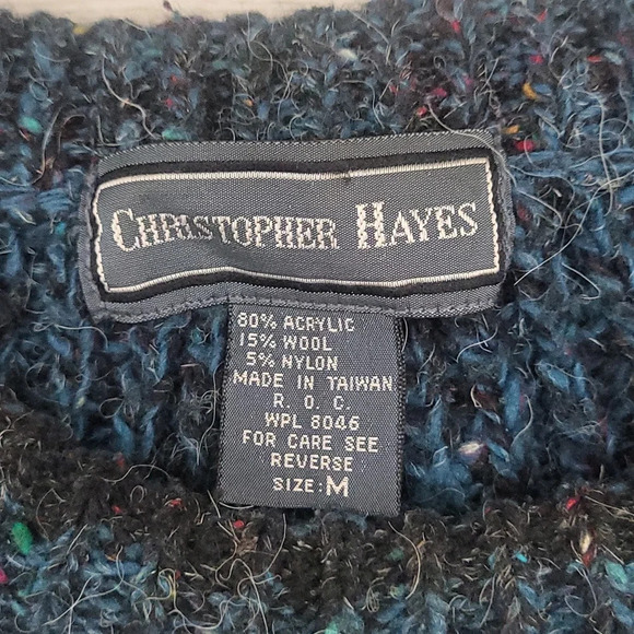 Christopher Hayes Mens Med Vintage Wool Blue Speckled Pullover Sweater 80s 90s - Picture 4 of 6